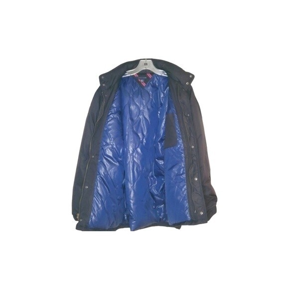 Tommy Hilfiger Puffer Coat Men Large Blue Vintage Style 6 Pocket - Picture 3 of 8